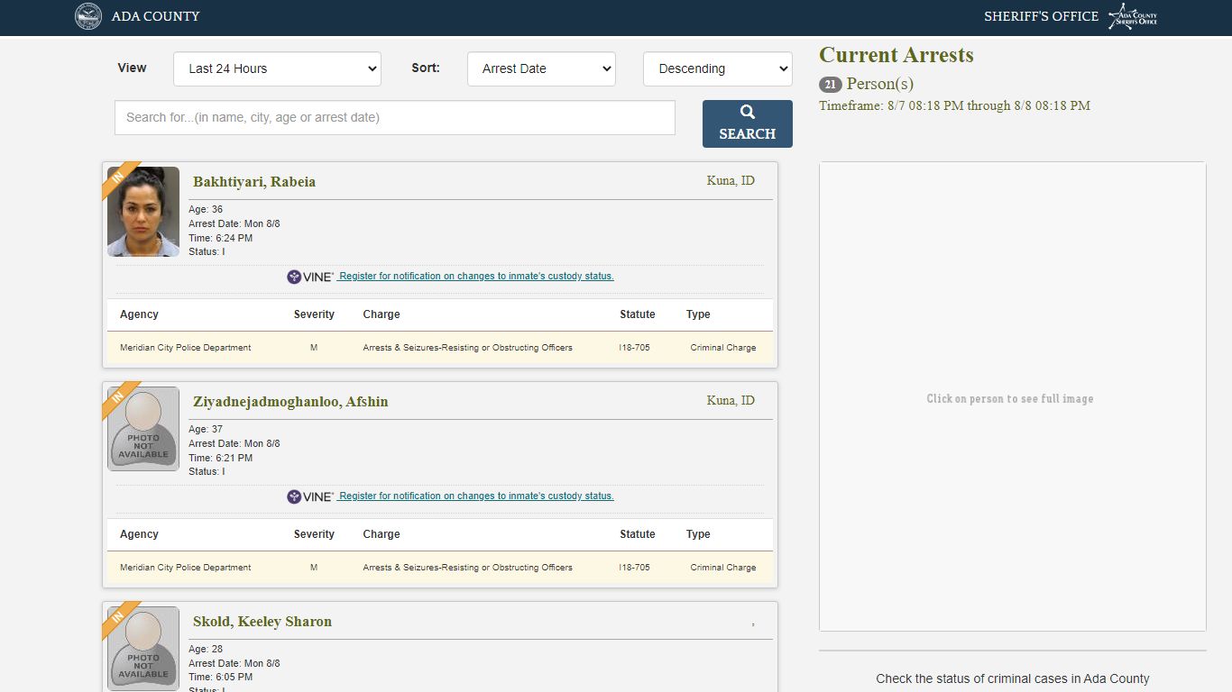 Current Arrests - apps.adacounty.id.gov